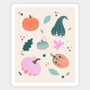 Pastel pink, orange and teal pumpkins Magnet